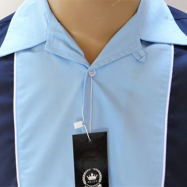 Vtg 50s Large 16/16.5 Blue Rockabilly Leisure Loop Collar Camp Shirt van Towncraft Kleding Herenkleding Overhemden & T-shirts Oxfords & Buttondowns 