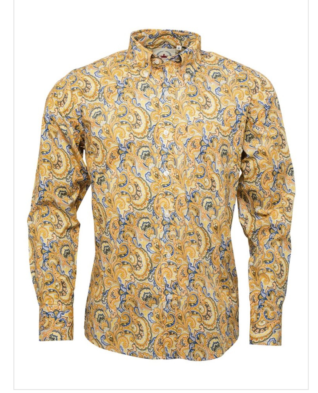 Relco Long Sleeve Mustard Paisley Button Down Shirt. - Shirts And Things